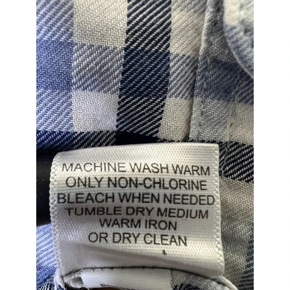 Banana‎ Republic Shirt Men's Large Blue Plaid Button Up 2 Pockets Casual